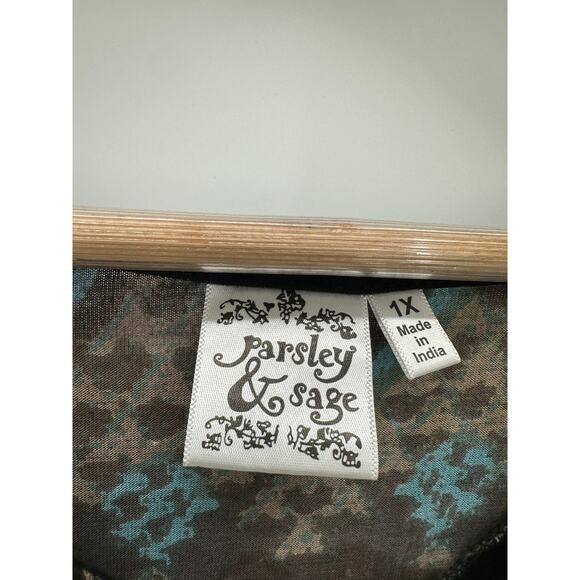 Parsley & Sage Tunic Women 1X Black Artsy Unique Rayon Stretch 3/4 Sleeve Boho - Picture 7 of 8